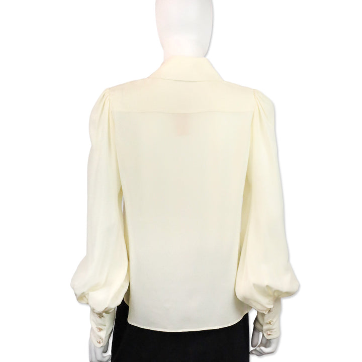 Zimmermann Cream Crepe de Chine Floral Button Blouse