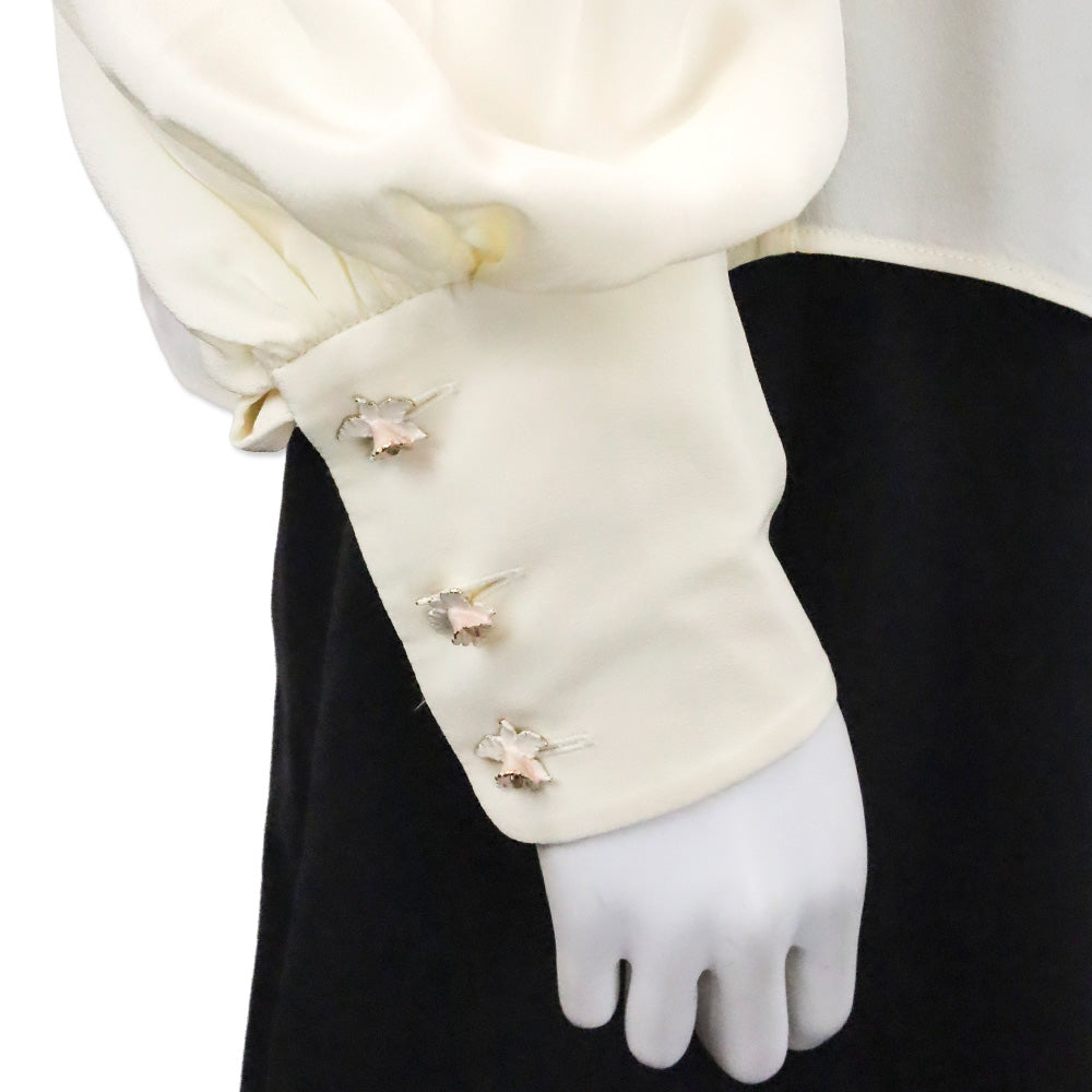 Zimmermann Cream Crepe de Chine Floral Button Blouse