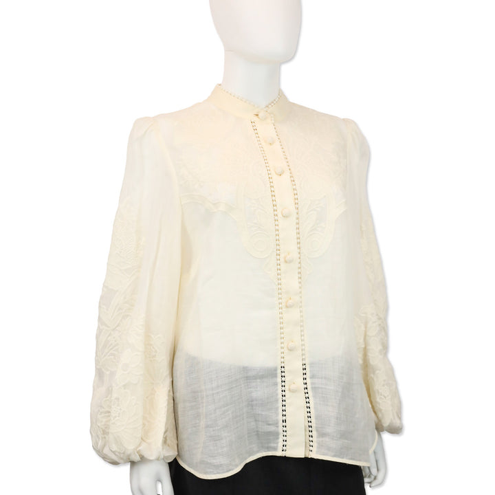Zimmermann Cream Ottie Embroidered Blouse
