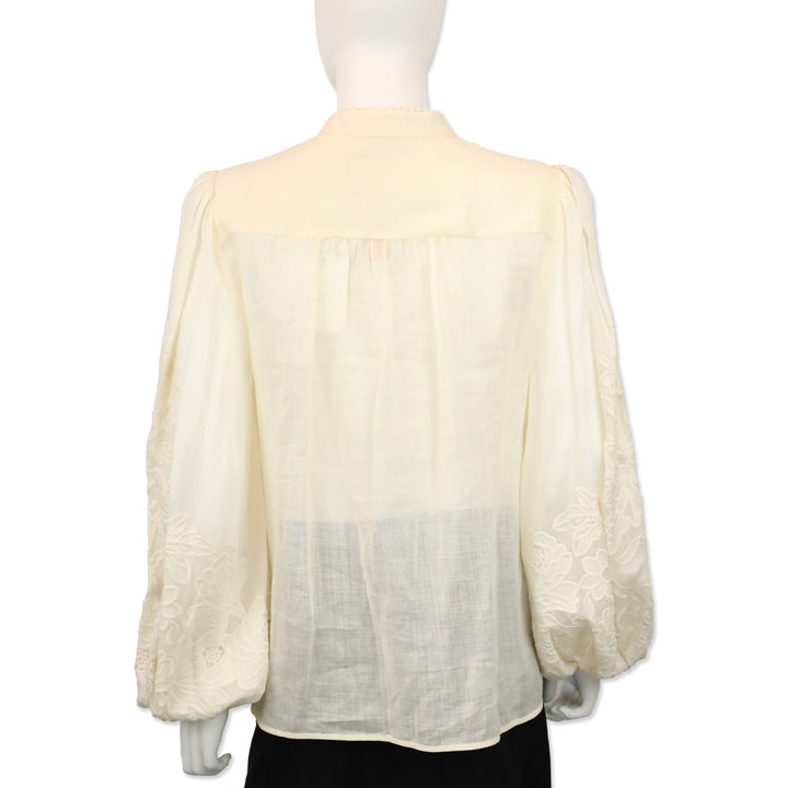 Zimmermann Cream Ottie Embroidered Blouse