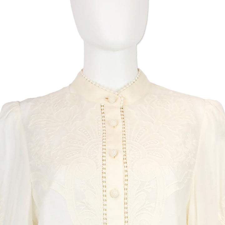 Zimmermann Cream Ottie Embroidered Blouse