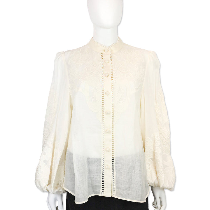 Zimmermann Cream Ottie Embroidered Blouse