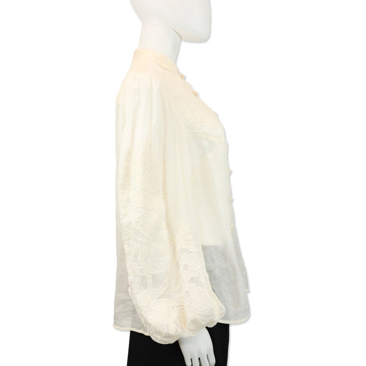 Zimmermann Cream Ottie Embroidered Blouse