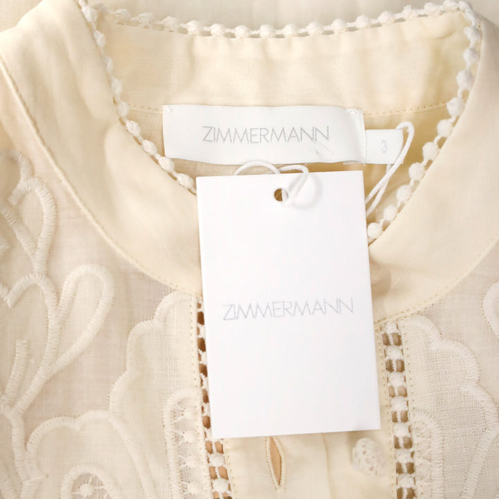 Zimmermann Cream Ottie Embroidered Blouse