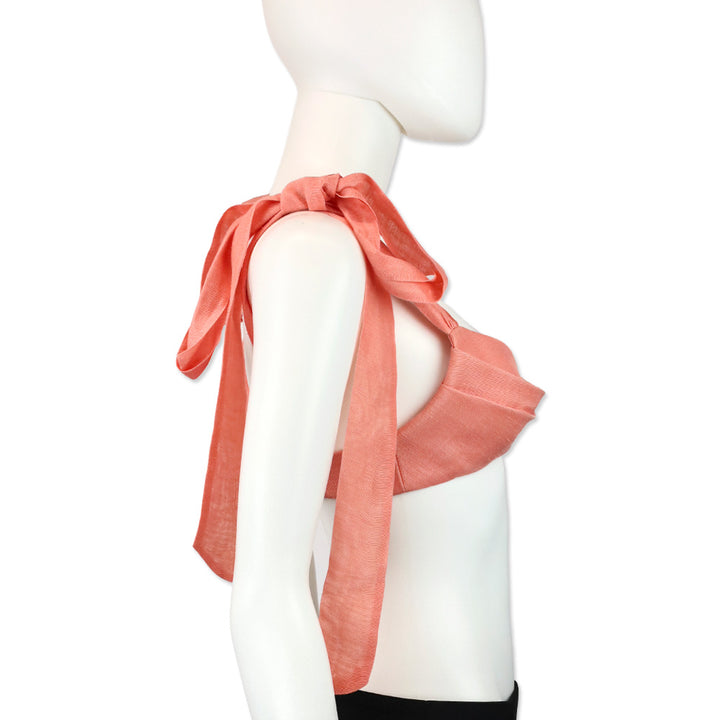 Zimmermann Guava Linen/Silk Botanica Tie Shoulder Bra Top