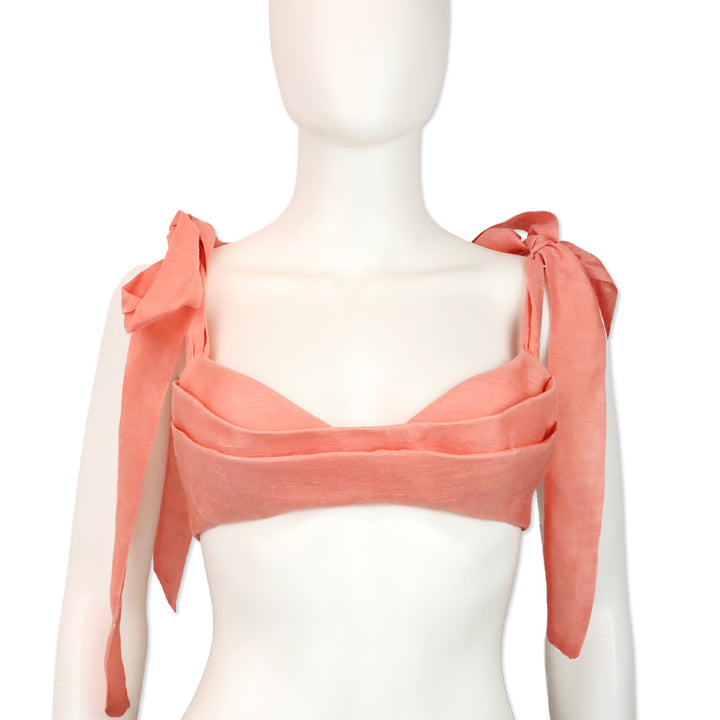 Zimmermann Guava Linen/Silk Botanica Tie Shoulder Bra Top