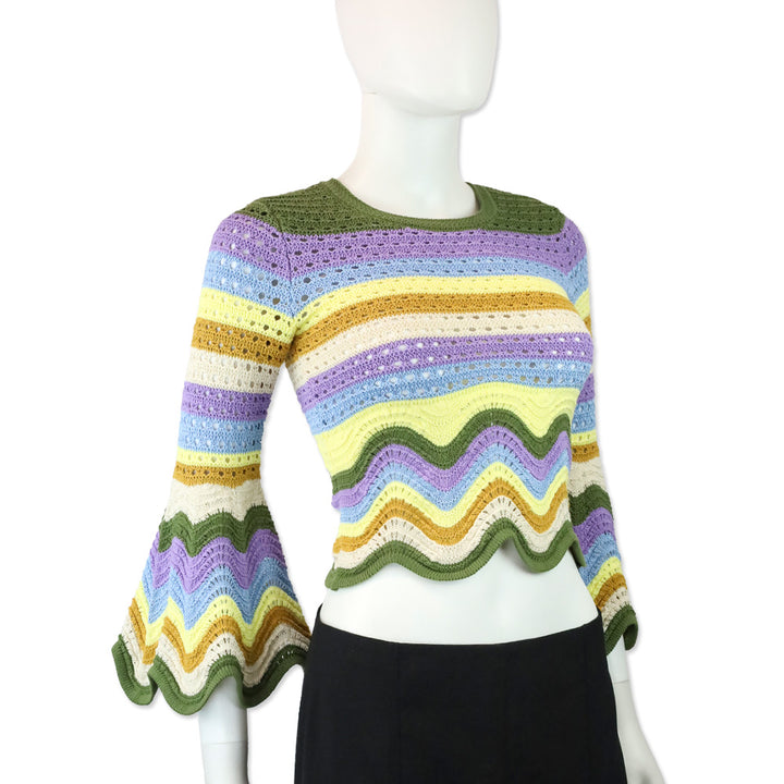 Zimmermann Raie Striped Cotton Knit Top