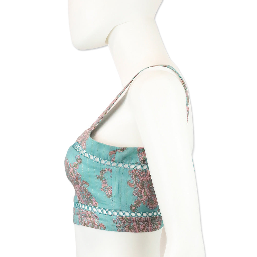 Zimmermann Teal and Pink Paisley Print Bralette
