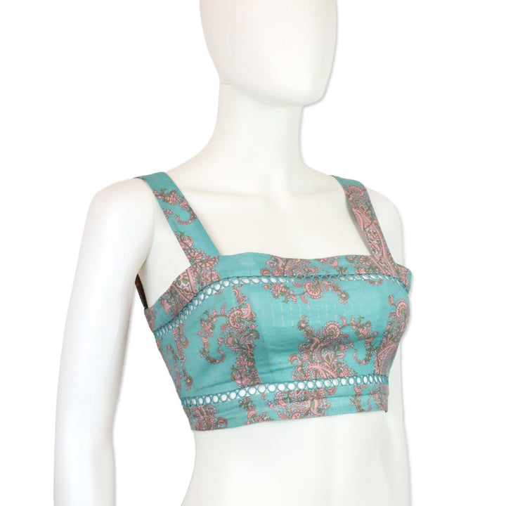 Zimmermann Teal and Pink Paisley Print Bralette