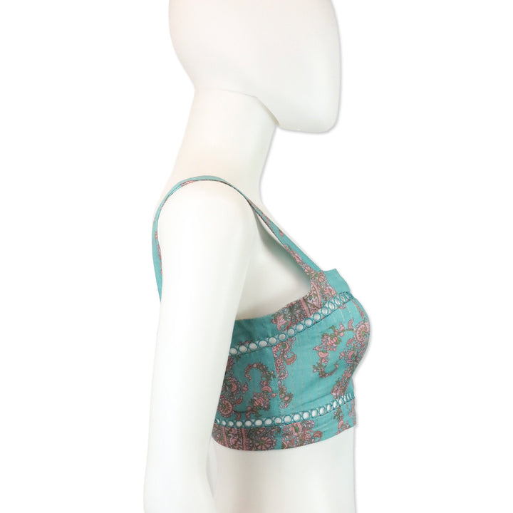 Zimmermann Teal and Pink Paisley Print Bralette