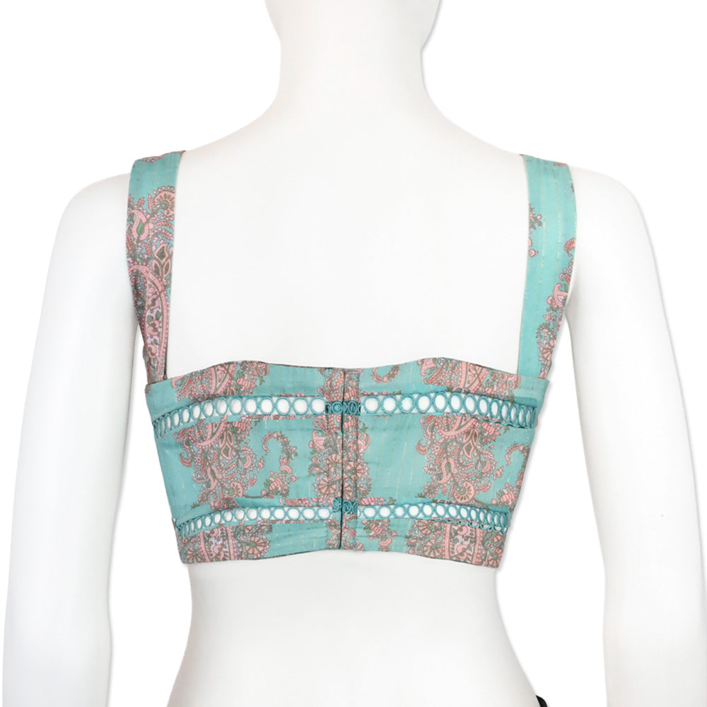 Zimmermann Teal and Pink Paisley Print Bralette