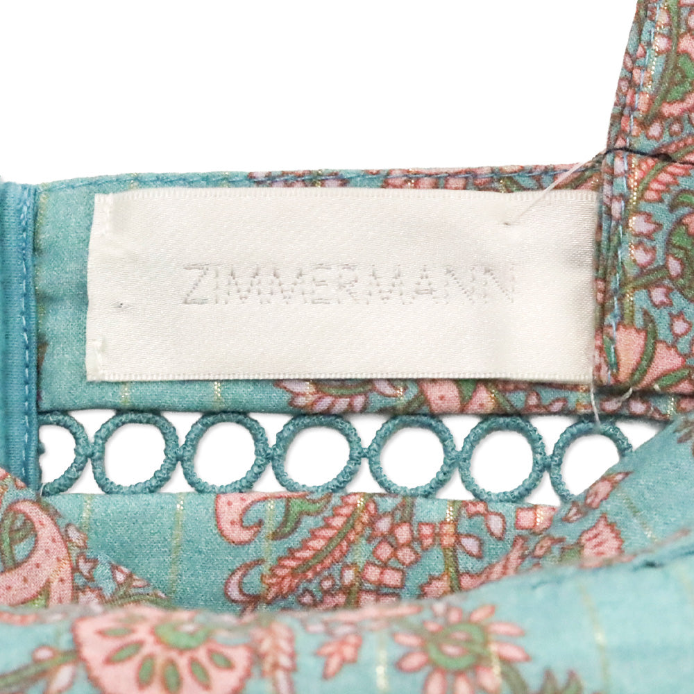 Zimmermann Teal and Pink Paisley Print Bralette