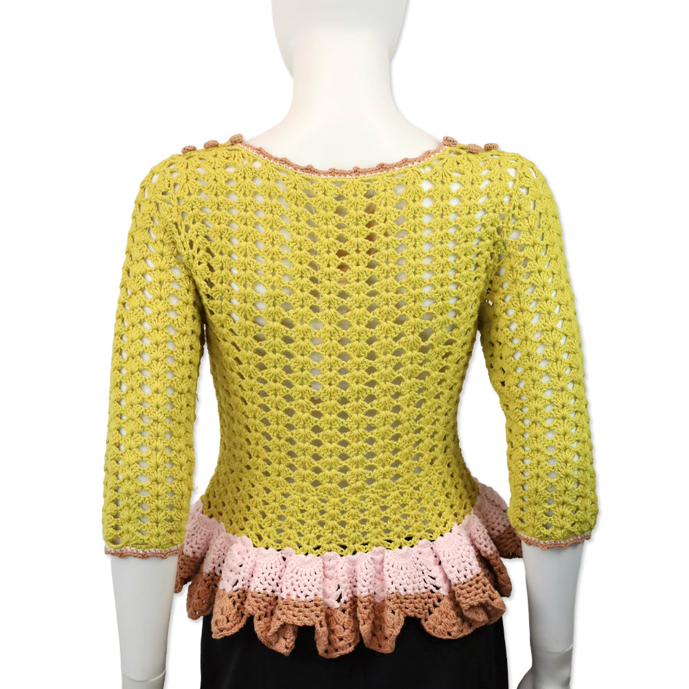 Zimmermann Yellow/Tan Laurel Crochet Frill Top