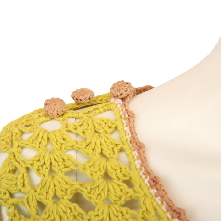 Zimmermann Yellow/Tan Laurel Crochet Frill Top