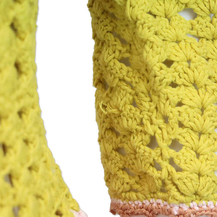 Zimmermann Yellow/Tan Laurel Crochet Frill Top