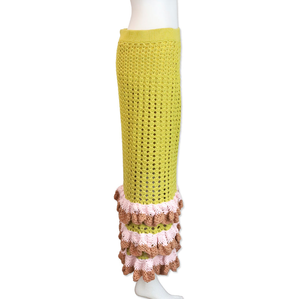 Zimmermann Yellow/Tan Laurel Crochet Midi Skirt
