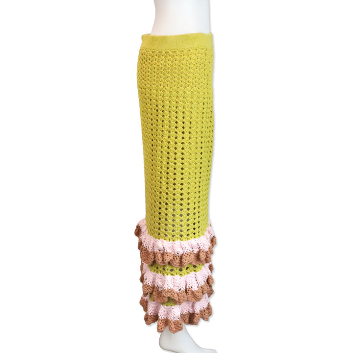 Zimmermann Yellow/Tan Laurel Crochet Midi Skirt