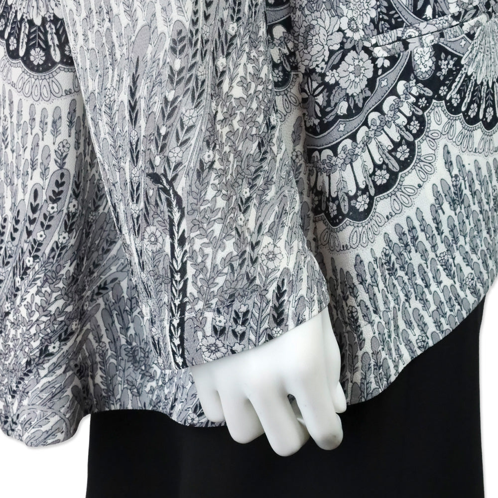 Zimmermann Black/White Feather Floral Print Chiffon Blazer