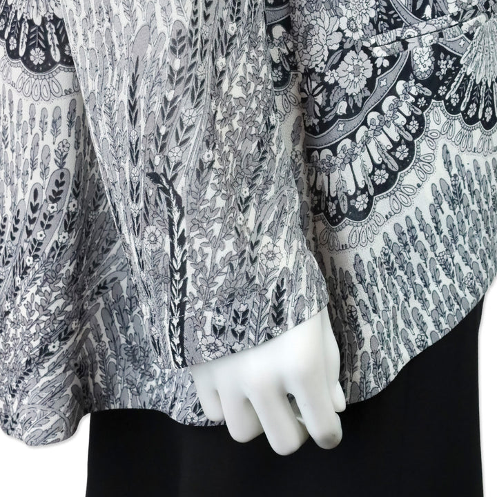 Zimmermann Black/White Feather Floral Print Chiffon Blazer