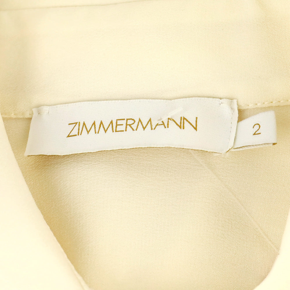 Zimmermann Cream Crepe de Chine Floral Button Blouse