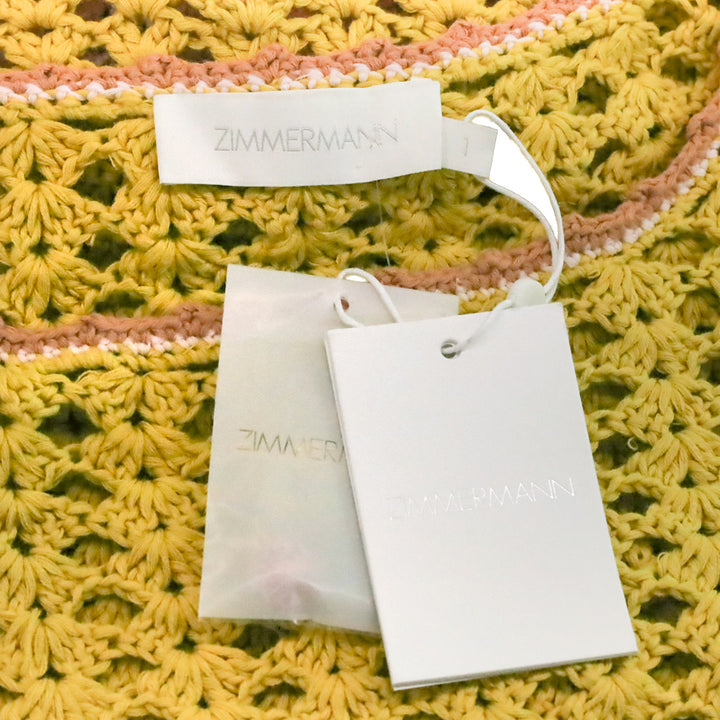 Zimmermann Yellow/Tan Laurel Crochet Frill Top
