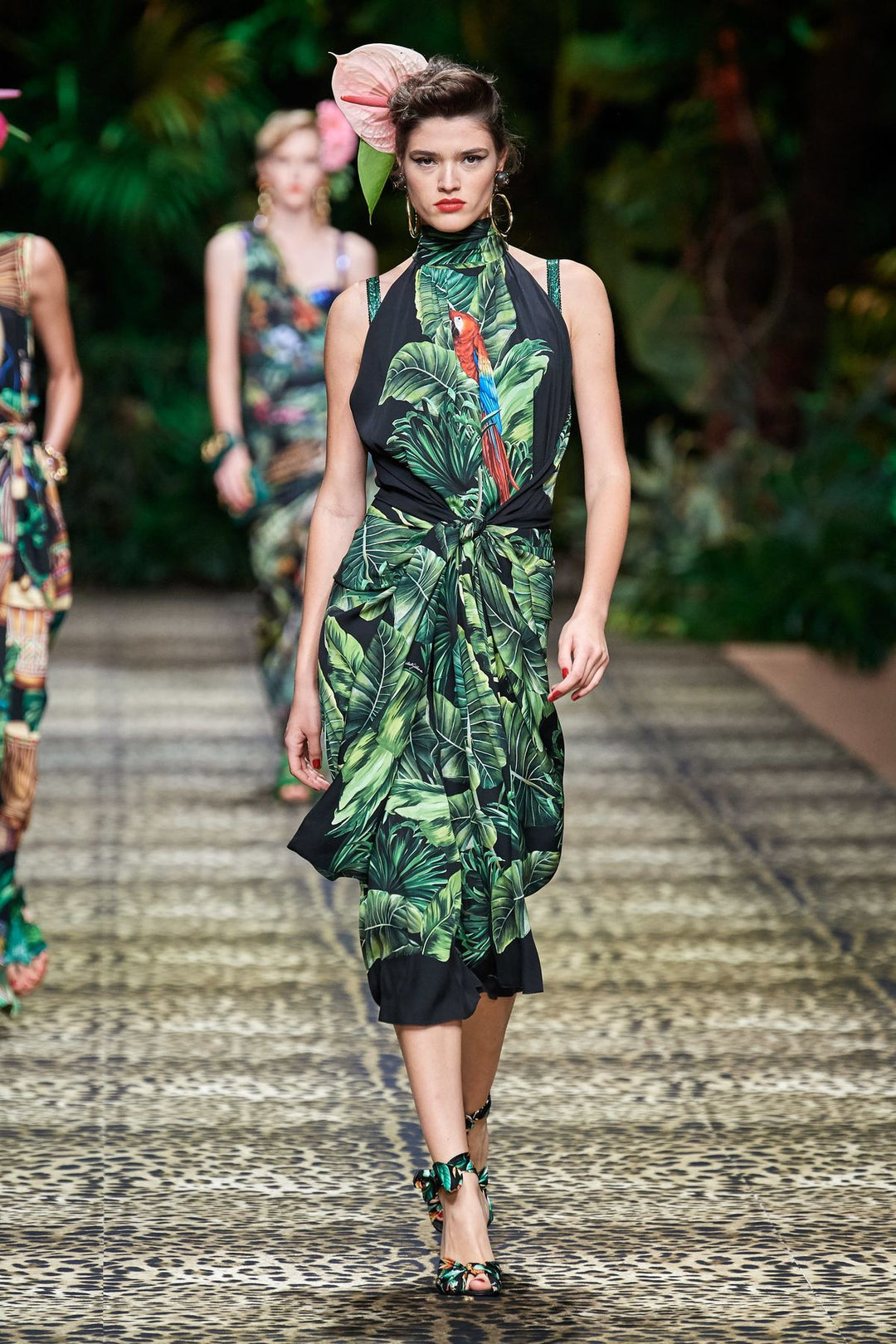 Dolce & Gabbana Jungle Print Silk-Blend Midi Dress