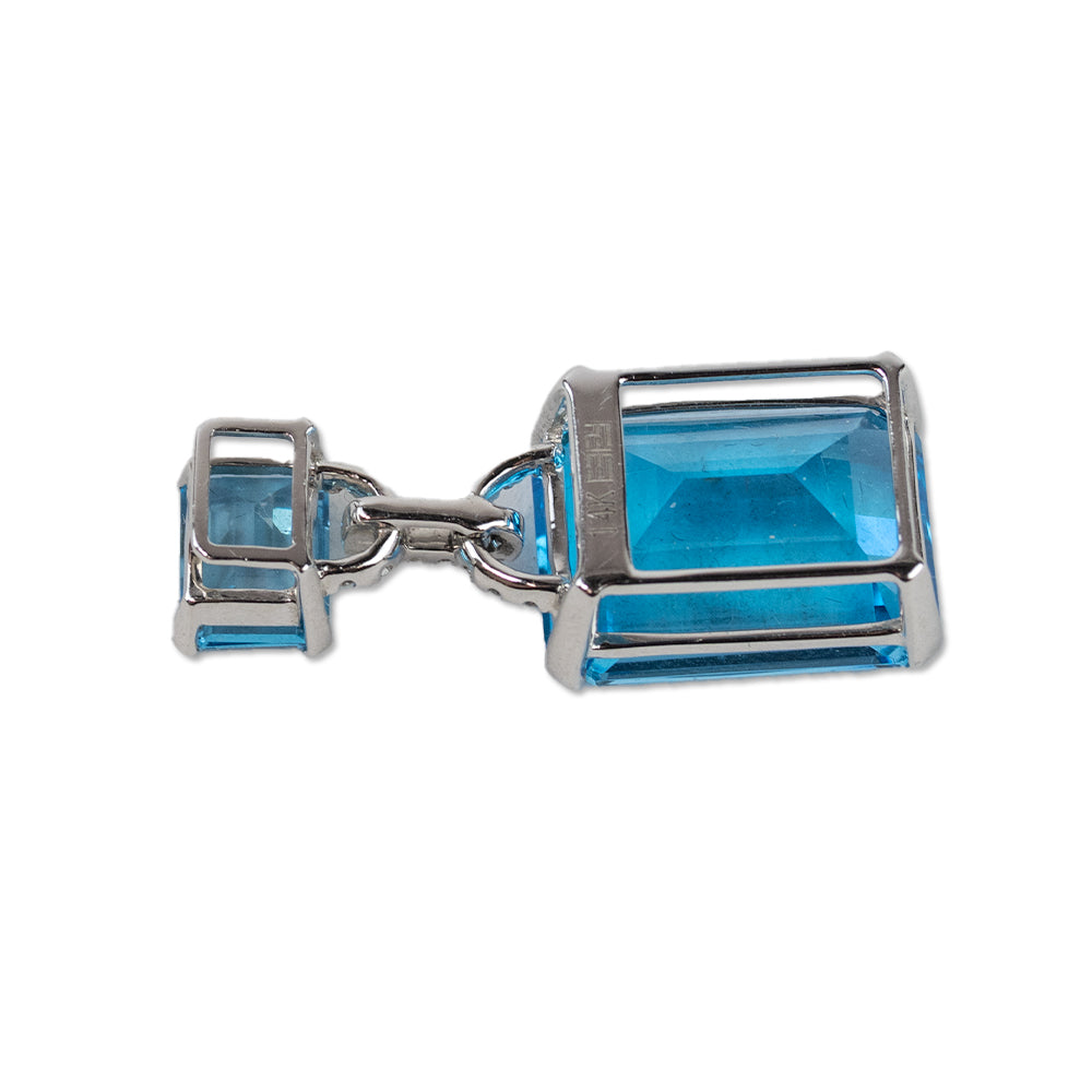 Effy Blue Topaz and Diamond Drop Pendant Set in White Gold