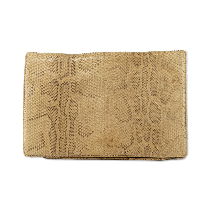 Bottega Veneta Beige Snakeskin Clutch