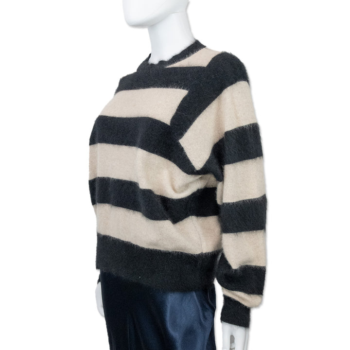 Majestic Filatures Black and White Striped Sweater