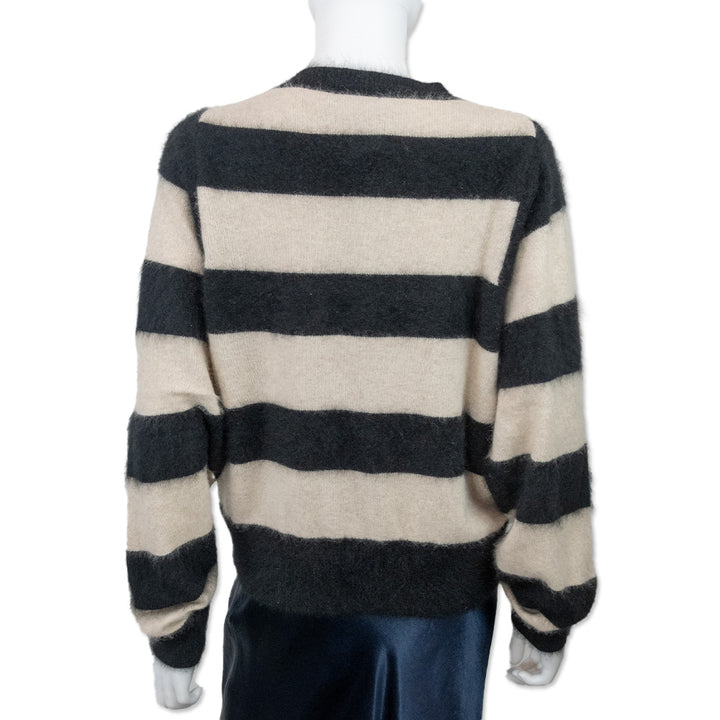 Majestic Filatures Black and White Striped Sweater