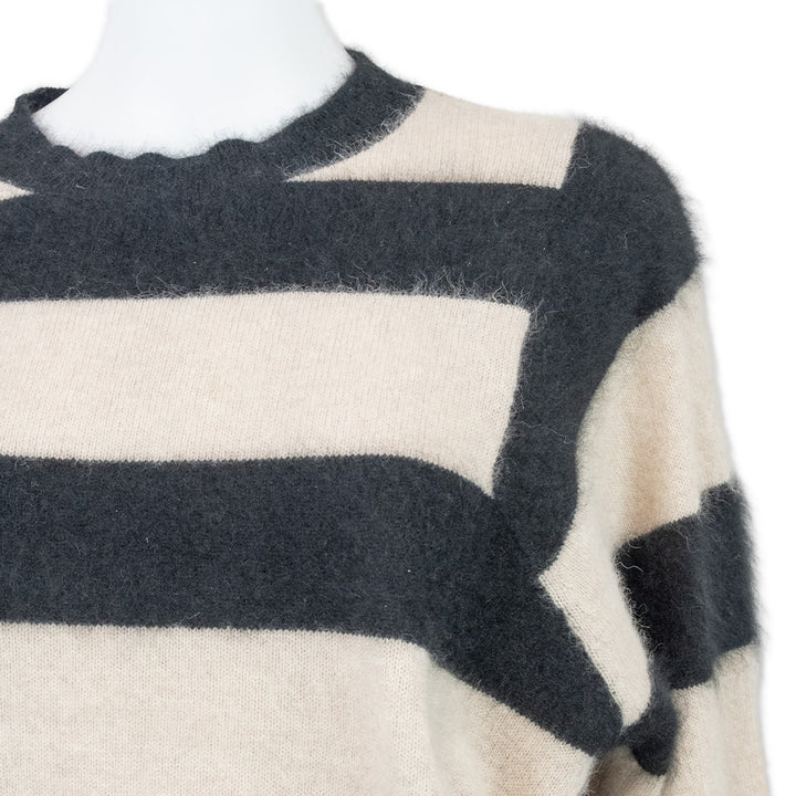 Majestic Filatures Black and White Striped Sweater