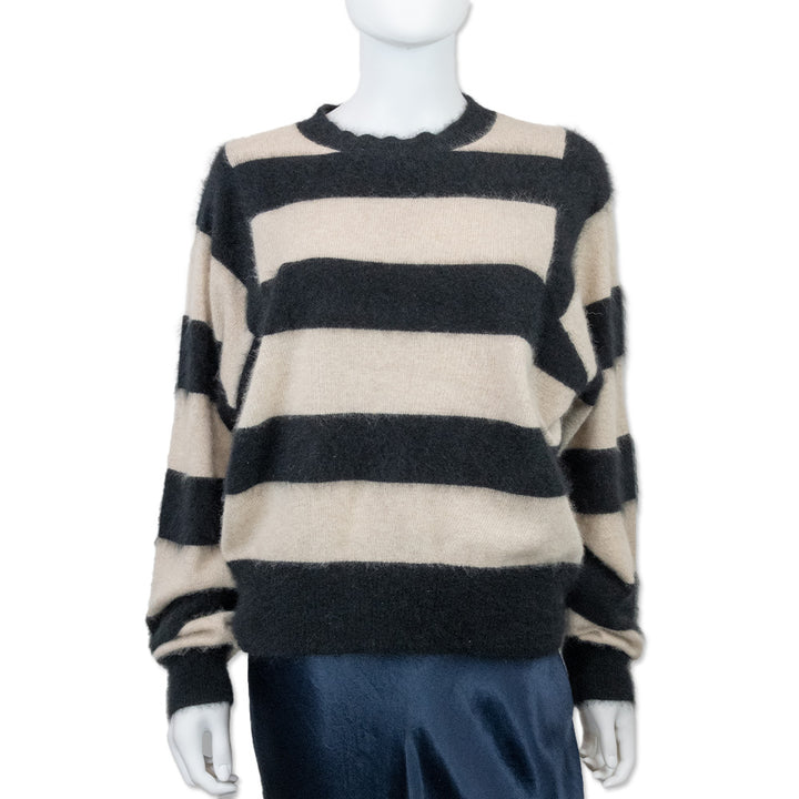 Majestic Filatures Black and White Striped Sweater