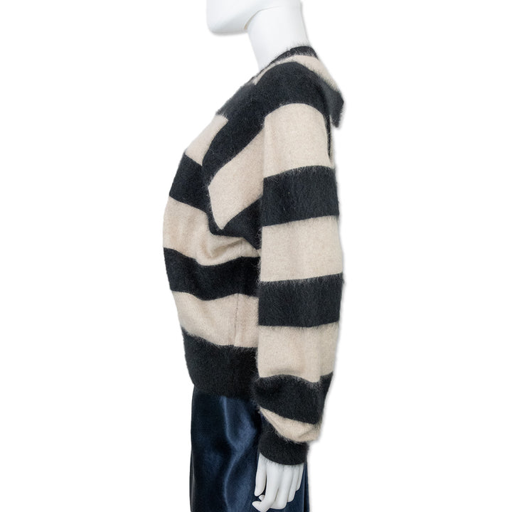 Majestic Filatures Black and White Striped Sweater