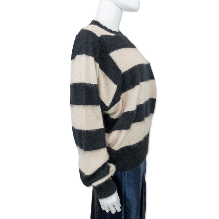 Majestic Filatures Black and White Striped Sweater