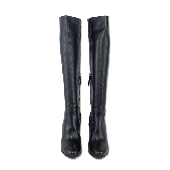 Donald J. Pliner Black Leather Knee High Boots