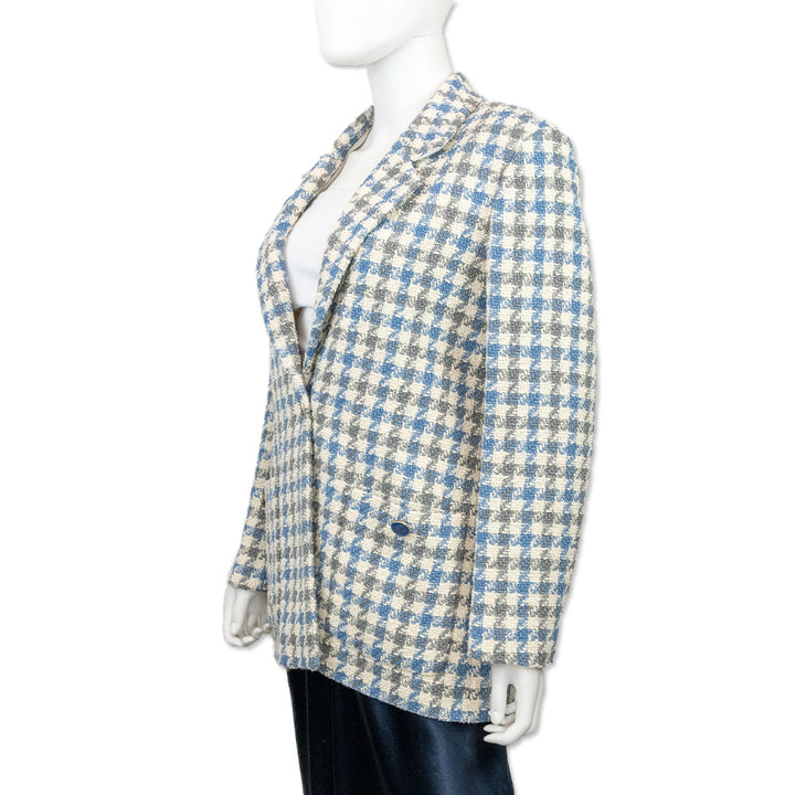 Sandro Blue, Gray and White Tweed Blazer