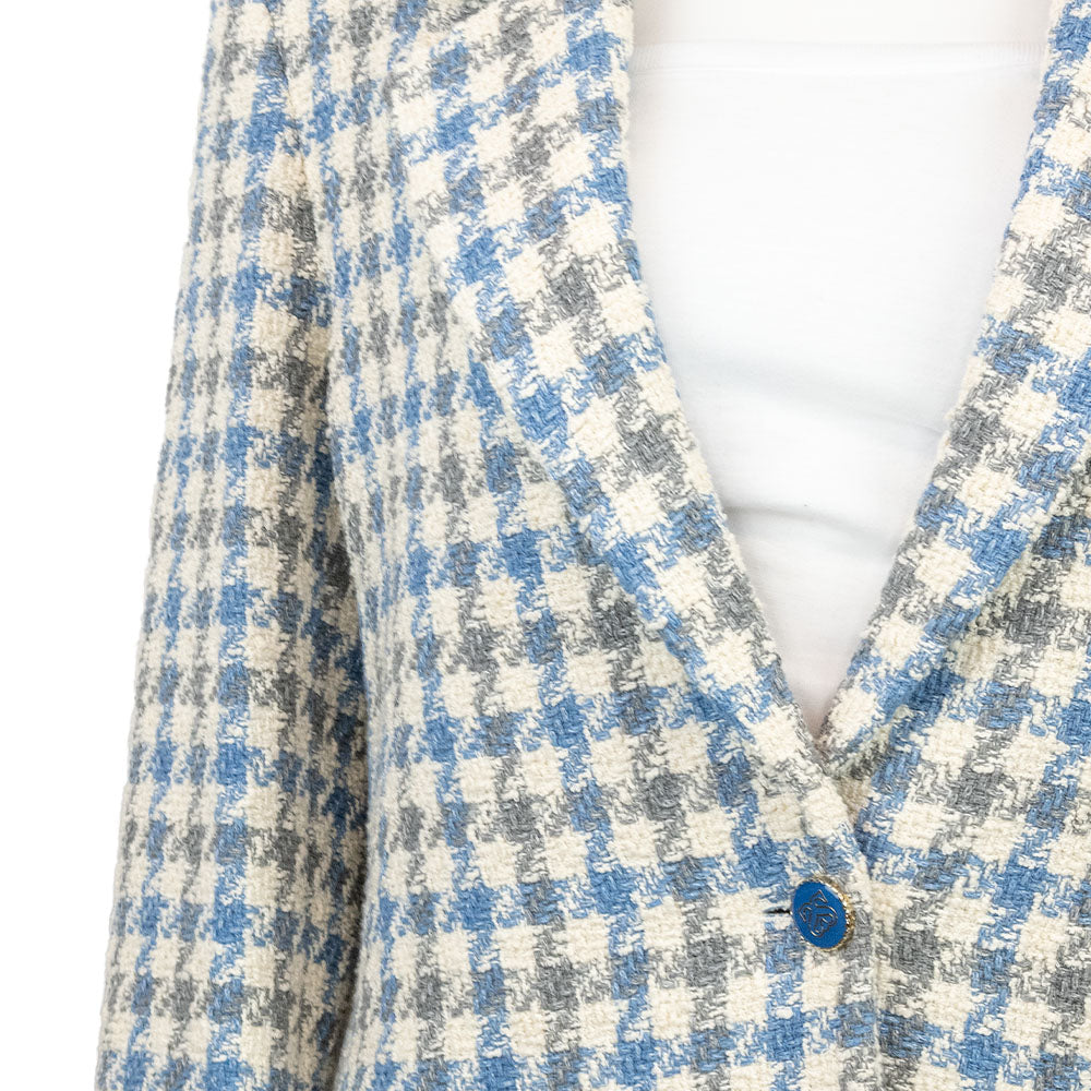 Sandro Blue, Gray and White Tweed Blazer