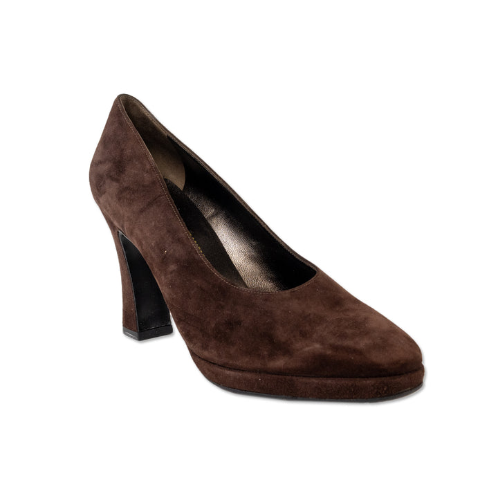 Salvatore Ferragamo Brown Suede Platform Pumps