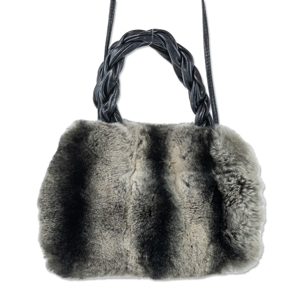 Paola de Lunga Grey Chinchilla Fur Convertible Bag