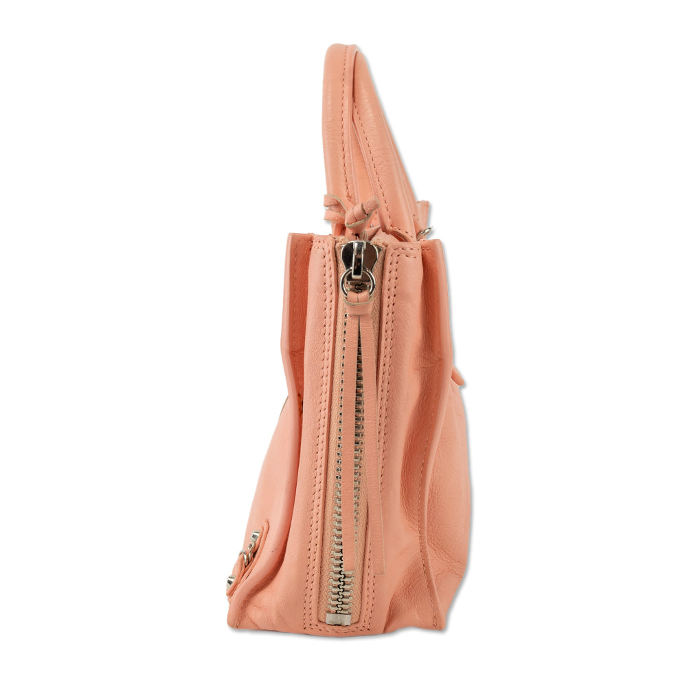 Balenciaga Peach Calfskin Leather Papier A4 Mini Tote