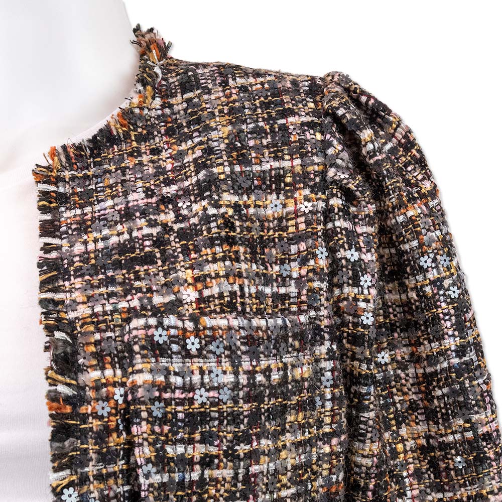 Ramy Brook Multicolored Sequin Knit Collarless Jacket