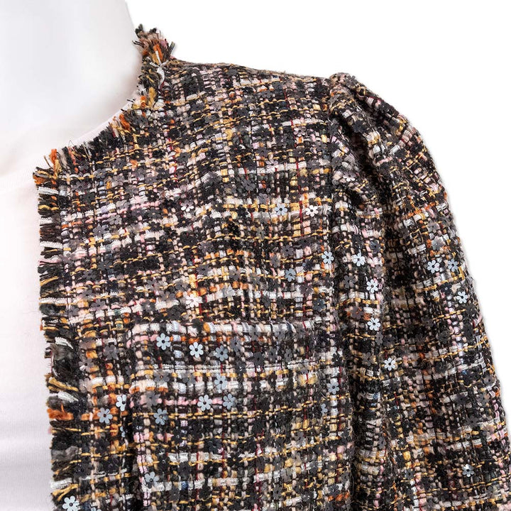 Ramy Brook Multicolored Sequin Knit Collarless Jacket