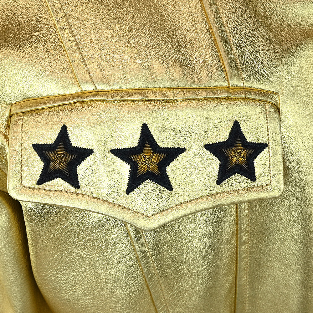 Escada Vintage Gold Leather Bomber Jacket