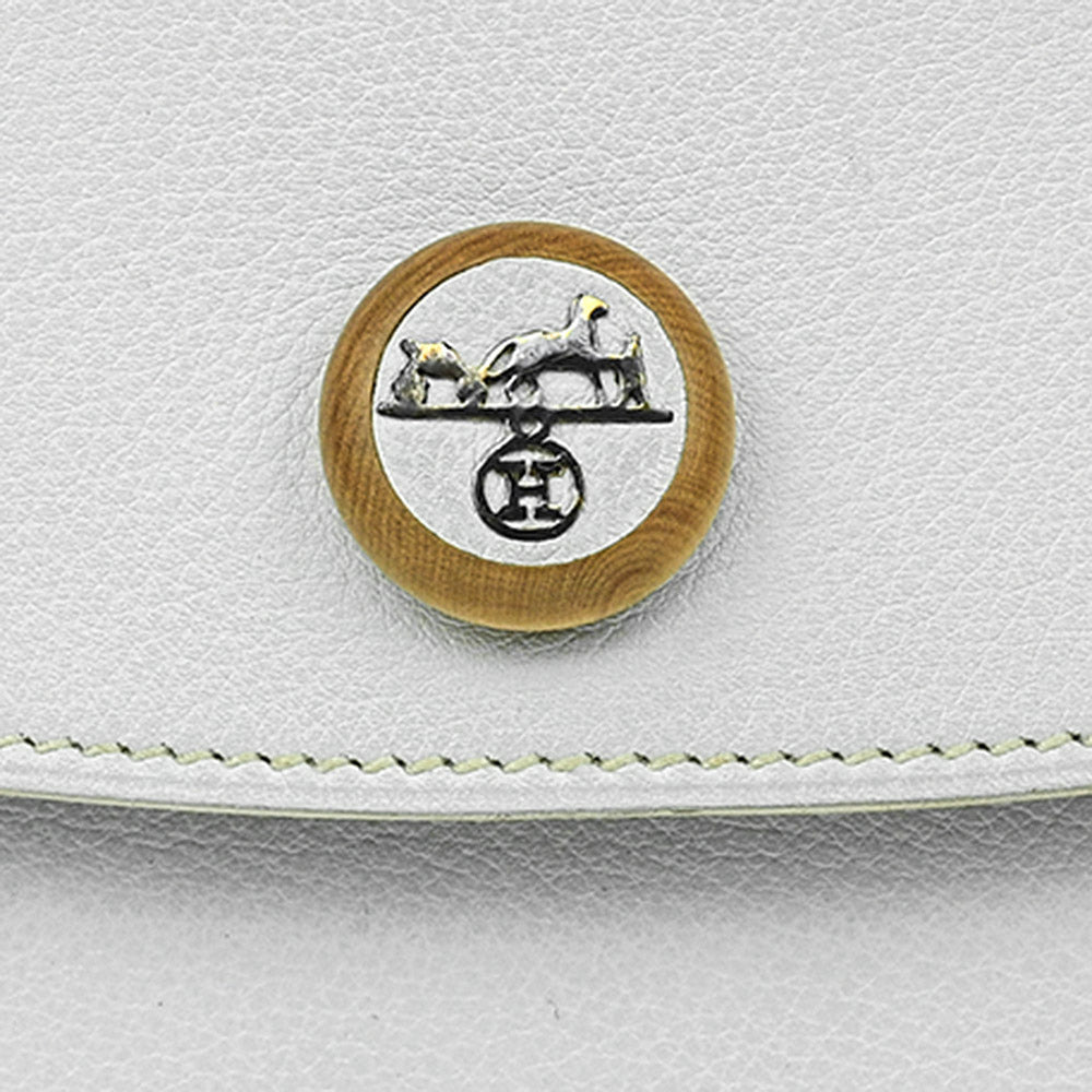 Hermès White Leather Gulliver Rio Clutch