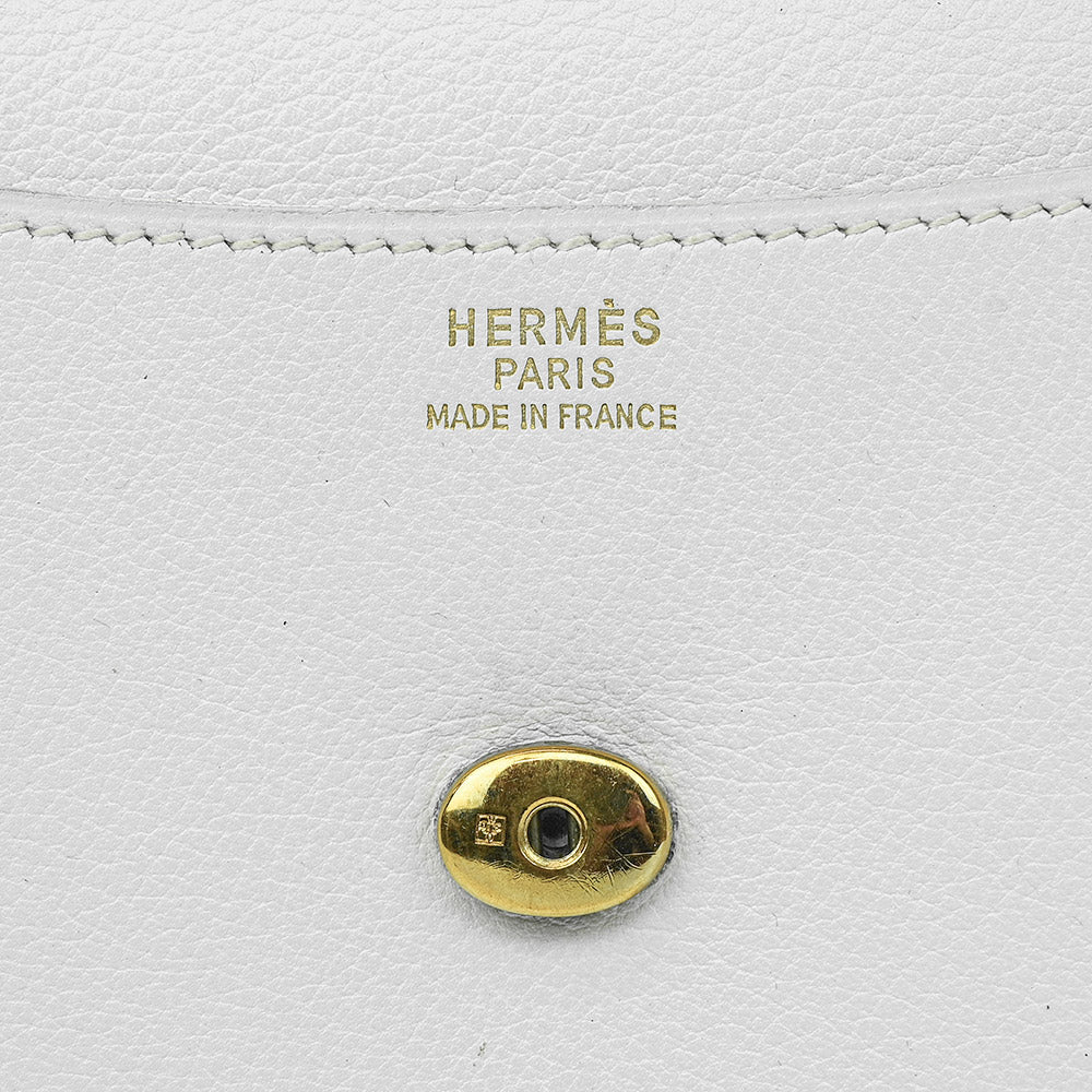 Hermès White Leather Gulliver Rio Clutch