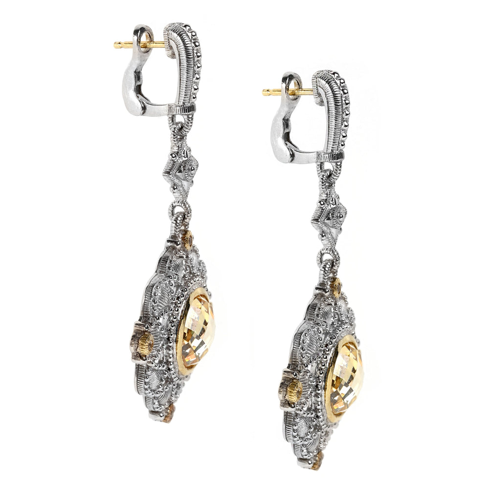 Judith Ripka Sterling & Canary Crystal Drop Earrings