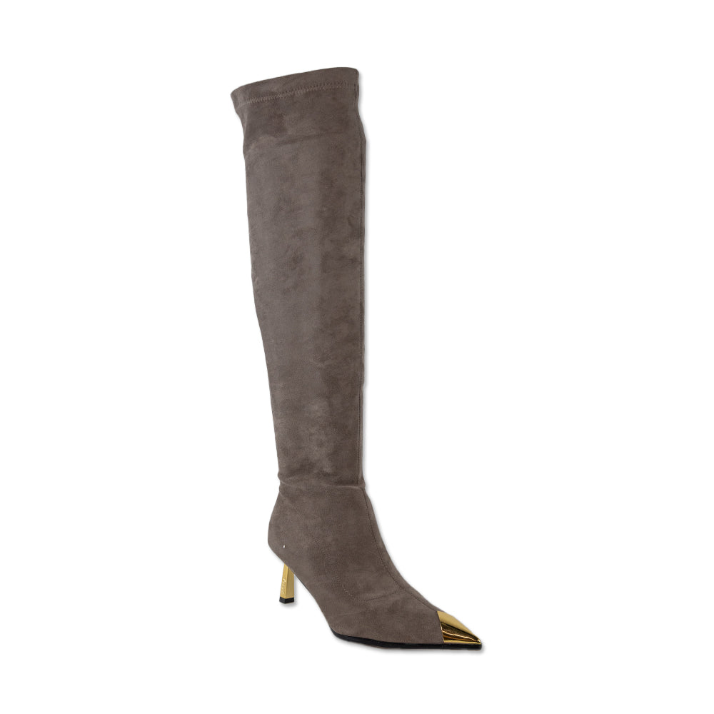 La Rosa Taupe Faux Suede Over-the-Knee Boots