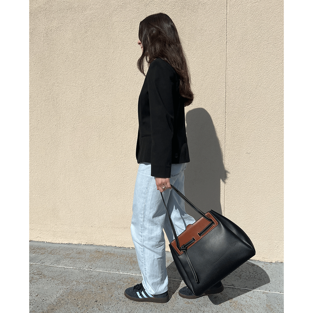 Loewe Black Brown Large Lazo Tote Bag DBLTKE Luxury Consignment Boutique