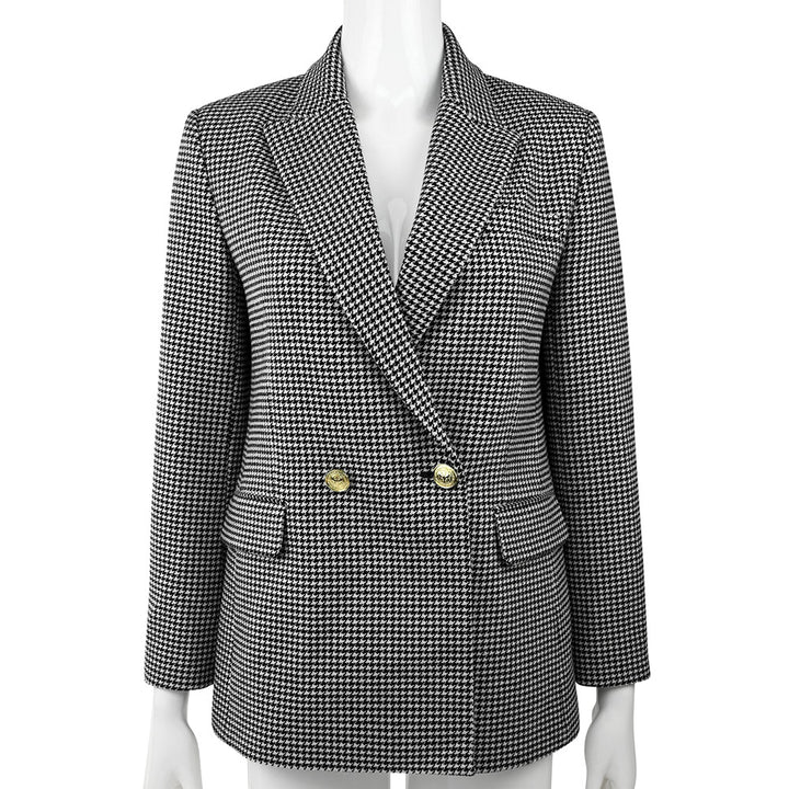 Maje Double Breasted Houndstooth Blazer