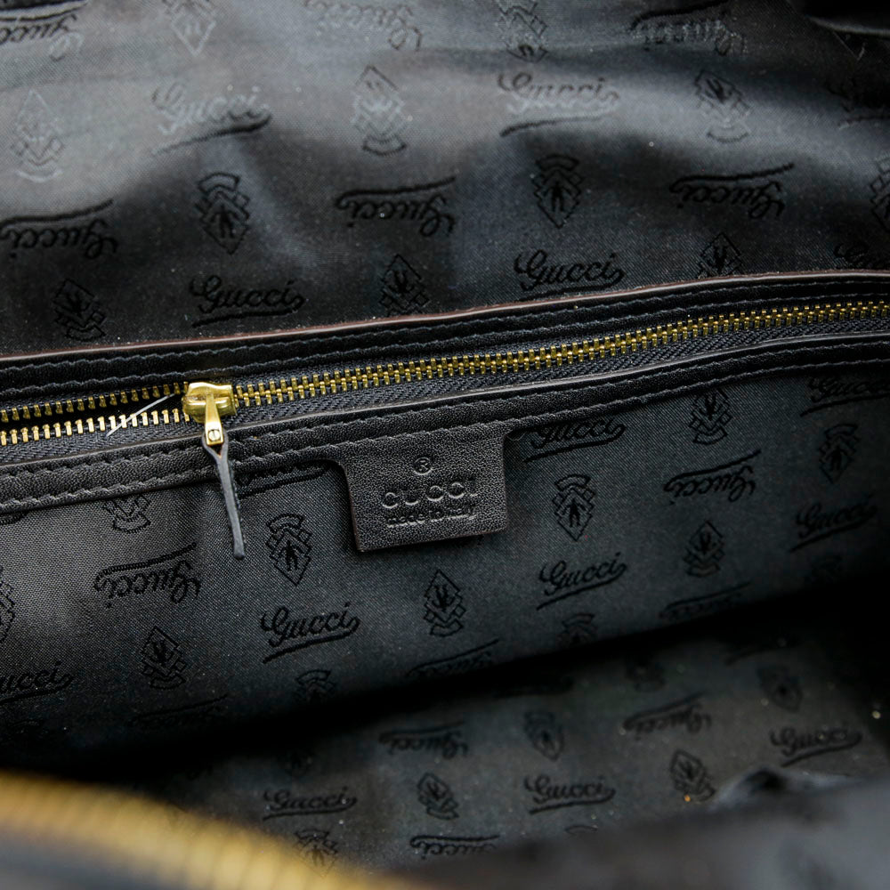 Gucci Black Leather Babouska Studded Dome Bag